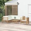 vidaXL Garden Lounge Set Cream White Bamboo, Polyester Large Modular
