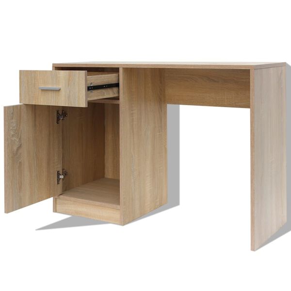 vidaXL Desk Oak Engineered wood 39.4 x 15.7 x 28.7 in Storage Desk