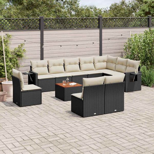 vidaXL Garden Sofa Set Black PE Rattan Large Seats Many