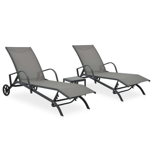 vidaXL Sun Lounger And Table Set of 2 Grey