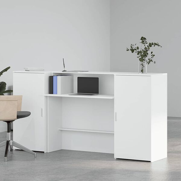 vidaXL Reception Desk White Engineered Wood 78.7 in x 19.7 in x 40.7 in
