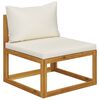 vidaXL Garden Sofa Cream Solid Acacia wood, Polyester 4-seater Modular
