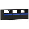 vidaXL TV Wall Cabinet Black Engineered wood 51.2 x 12.2 x 17.7 in