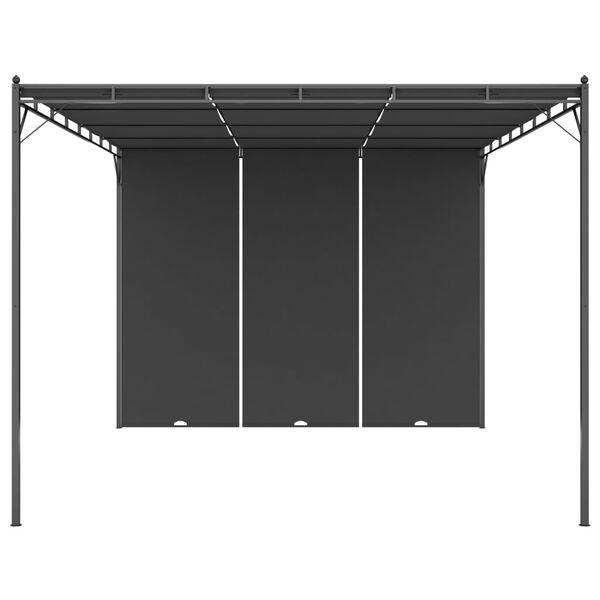 vidaXL Garden Gazebo with Side Curtain 157.5"x118.1"x88.6" Anthracite