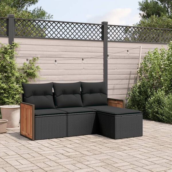 vidaXL Garden Sofa Set Black