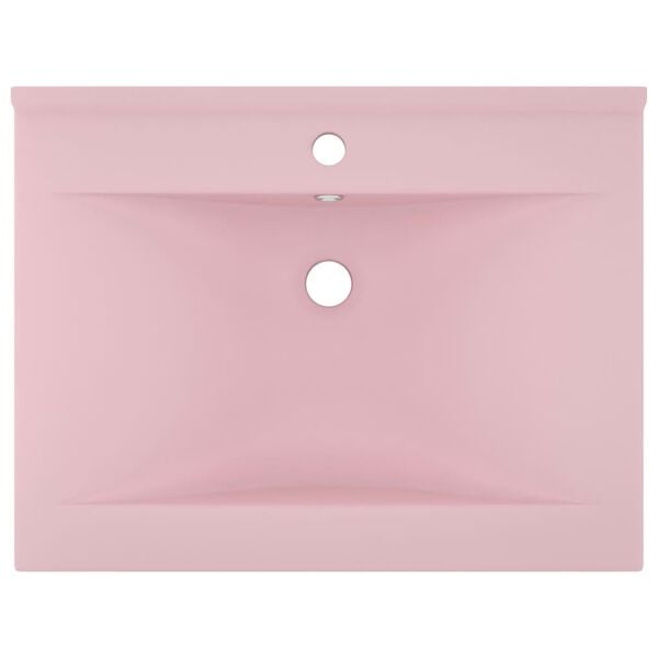 vidaXL Luxury Basin with Faucet Hole Matt Pink 23.6x18.1" Ceramic