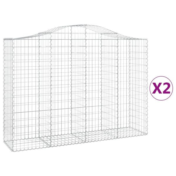 vidaXL Gabion Basket Set of 2 Silver Galvanized iron Large