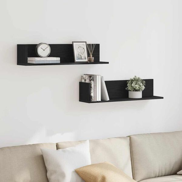 vidaXL Wall Shelf Black Engineered wood Medium Wall mounting