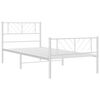 vidaXL Metal Bed Frame White Powder-Coated Steel Twin Bed Frame