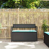 vidaXL Patio Storage Bench with Cushion Black Poly Rattan
