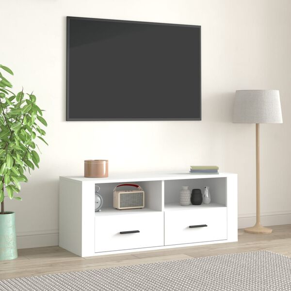 vidaXL TV Cabinet White Engineered wood 39.4 x 13.8 x 15.7 in TV Cabinet