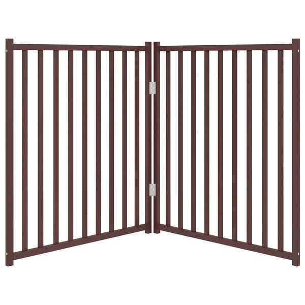 vidaXL Dog Gate Set of 2 Brown Oak Solid Fir Wood Medium Foldable