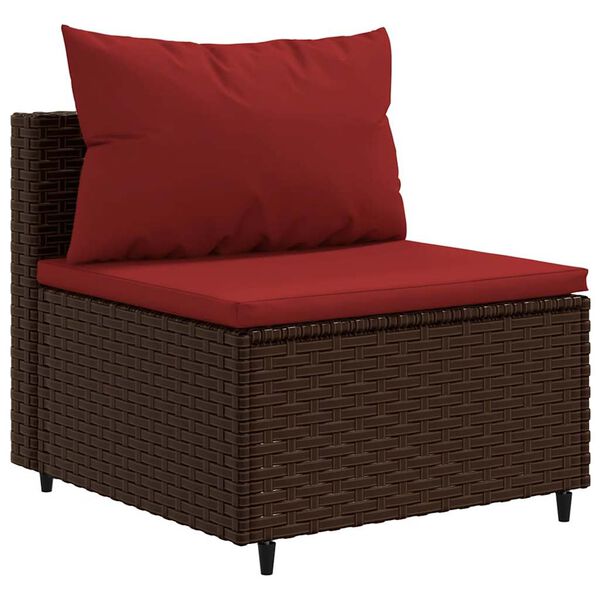 vidaXL Patio Sofa Set Set of 7 Brown, Cinnamon Red