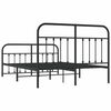 vidaXL Bed Frame Black Powder-Coated Steel Double Bed Bed Frame