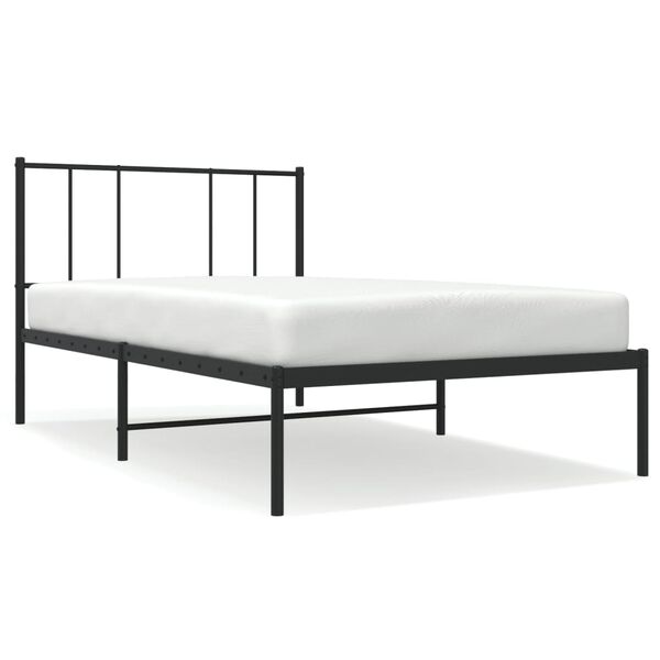 vidaXL Bed Frame Black Powder-coated steel Small Single Bed Frame
