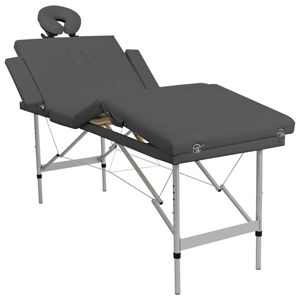 vidaXL Massage Table with 4 Zones Aluminum Frame Anthracite 73.2"x26.8"