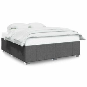 vidaXL Bed Frame Dark Grey Polyester, Plywood, Solid Pine Wood Super King