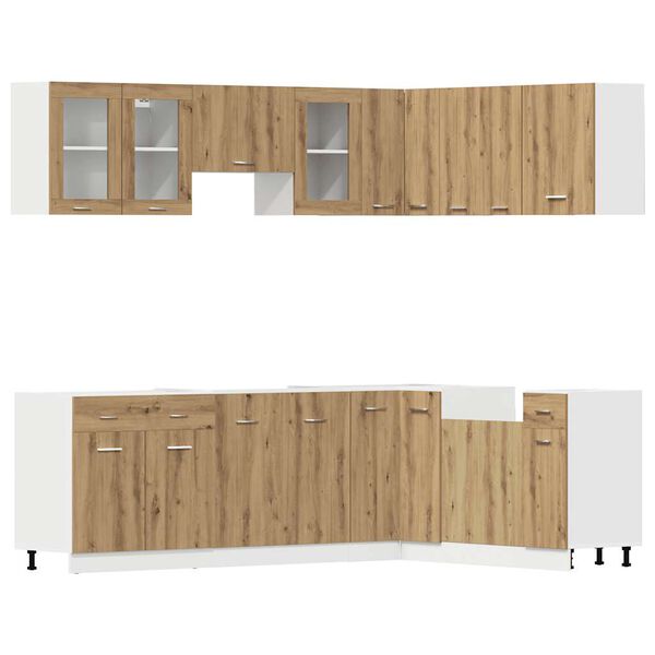 vidaXL Kitchen Cabinet Set Artisan Oak Engineered wood and glass Large