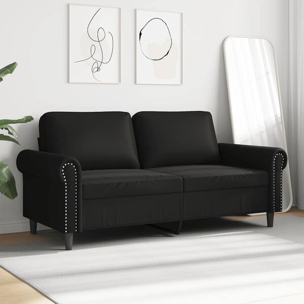 vidaXL 2-seater Sofa Black Faux leather, metal, foam 2-seater Tough