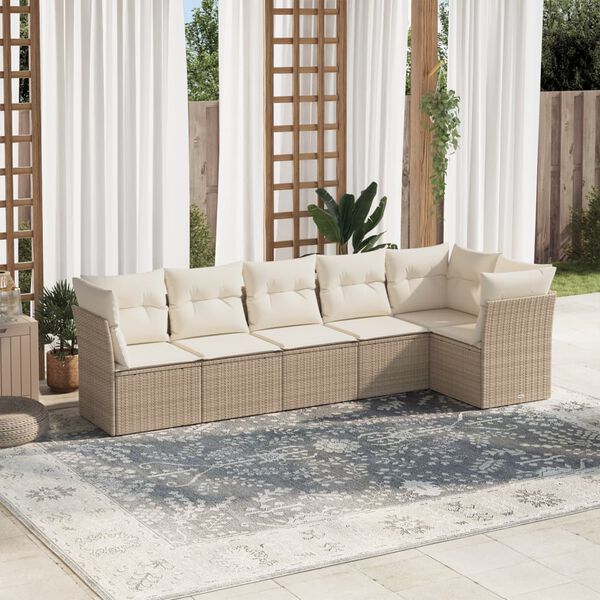 vidaXL Garden Sofa Set Beige Poly Rattan Large UV-resistant materials