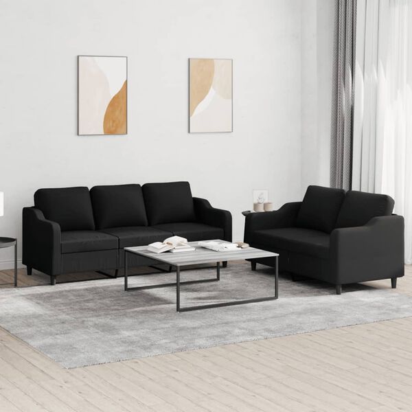 vidaXL Sofa Set Black Fabric (100% polyester), metal, textilene, plywood