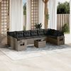 vidaXL Garden Sofa Set Grey PE rattan, powder-coated steel, tempered glass