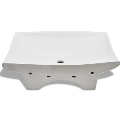 vidaXL Ceramic Basin with Overflow & Faucet Hole 24"x17.3" White