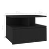 vidaXL Floating Nightstand Black Engineered wood 15.7x12.2x10.6 in
