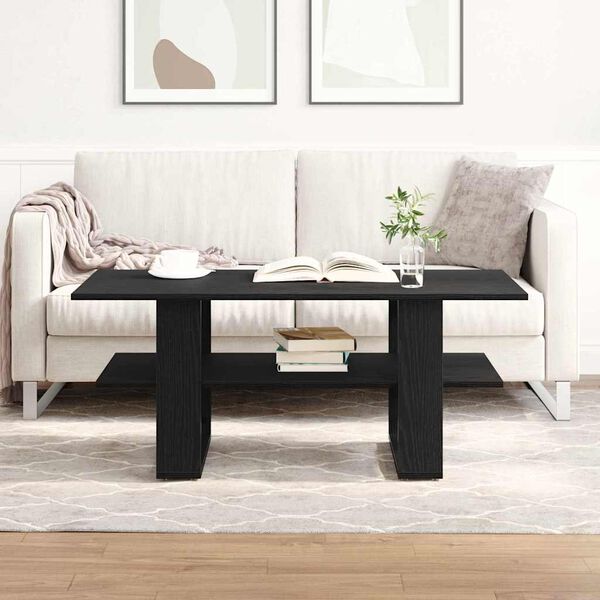 vidaXL Coffee Table Black Oak 40.16 x 21.65 x 16.54 in Engineered Wood