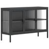 vidaXL Sideboard Black Powder-Coated Steel, Fluted Glass Medium
