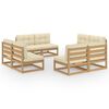 vidaXL Garden Lounge Set Honey brown, Cream Solid pine wood, 100% polyester