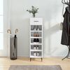 vidaXL Shoe Cabinet High gloss white Engineered wood, iron, aluminum