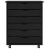 vidaXL Rolling Cabinet Black Solid pine wood, engineered wood, plastic