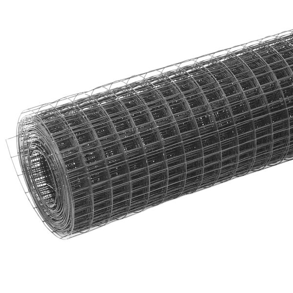 vidaXL Chicken Wire Fence Steel with PVC Coating 82.0x3.3' Grey