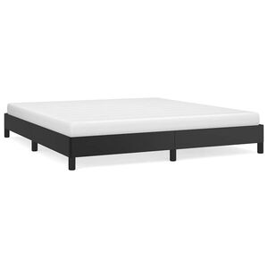 vidaXL Bed Frame Black Faux leather, plywood, engineered wood King