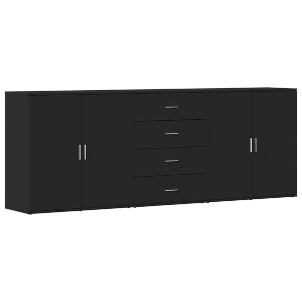 vidaXL Sideboard Black Engineered wood Large Sideboard Rectangular