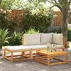 vidaXL Garden Sofa Black Solid Acacia Wood Medium Modular Garden Sofa