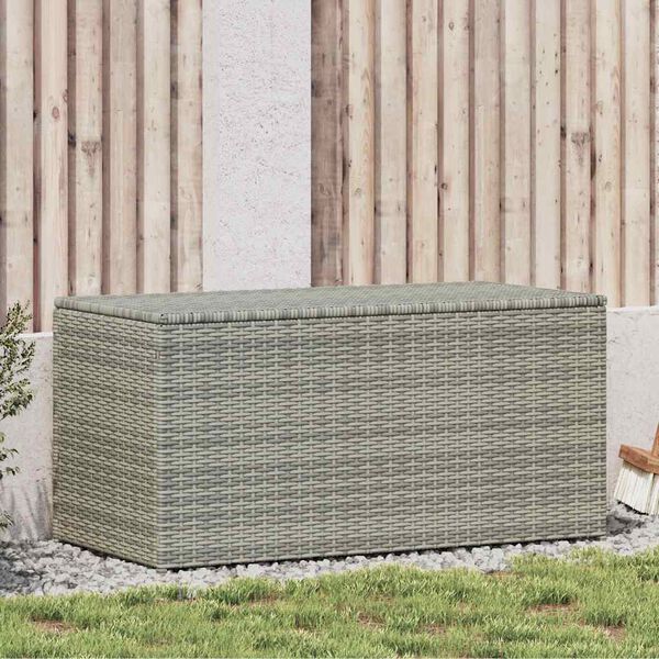 vidaXL Patio Storage Box Poly Rattan 39.4"x19.7"x19.7" Gray