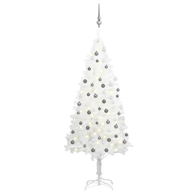 vidaXL Artificial Pre-lit Christmas Tree with Ball Set White 70.9"