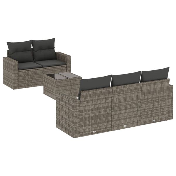 vidaXL Garden Sofa Set Set of 6 Grey PE rattan Modular size