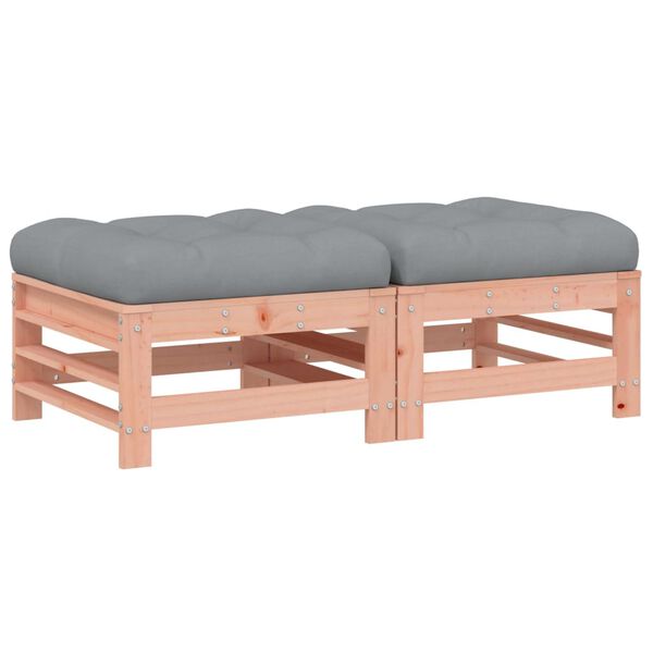 vidaXL Garden Footstool Wood: Natural, Cushion: Grey Solid Douglas wood