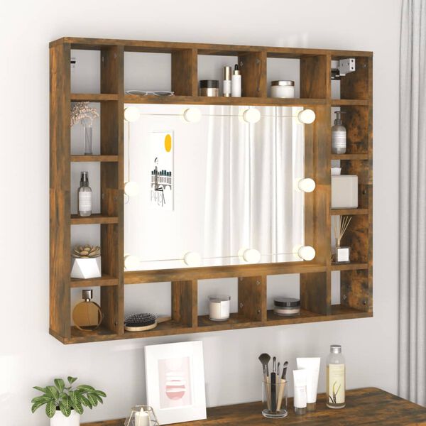 vidaXL Mirror Cabinet Smoked Oak Engineered wood, Glass Medium
