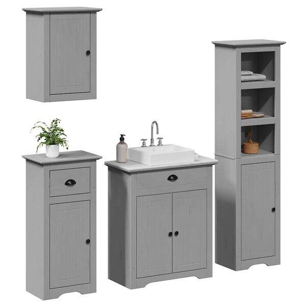 vidaXL Bathroom Furniture Set Gray Solid pinewood and engineered wood
