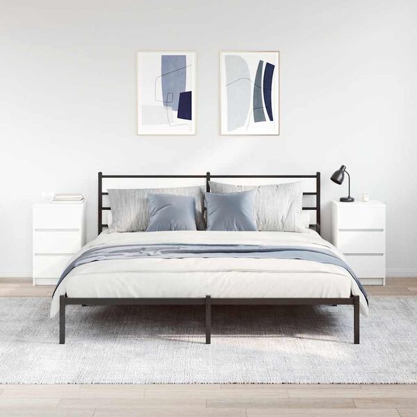 vidaXL Bedside Cabinet Set of 2 White Engineered wood Medium