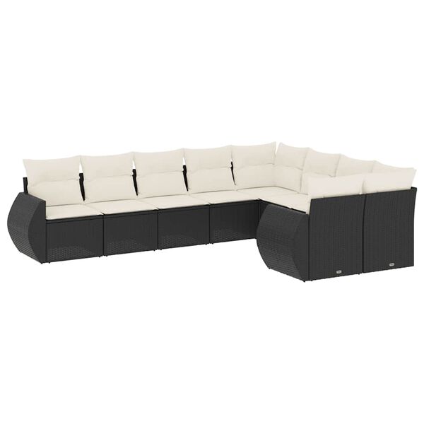 vidaXL Garden Sofa Set Black, Cream White