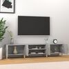 vidaXL TV Cabinet Grey Sonoma Engineered Wood, Solid Eucalyptus Wood