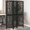 vidaXL Room Divider 3 Panels Black Solid Wood Paulownia