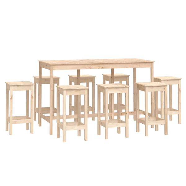 vidaXL Bar Set Natural Pine Solid pinewood Large Simplistic Bar Set