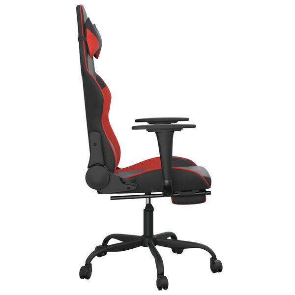 vidaXL Gaming Chair Black and Red Faux leather, Metal, Plywood Adjustable