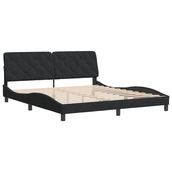 vidaXL Bed Frame Black Velvet 72 x 80 in Bed Frame Rectangular